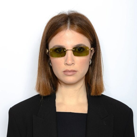 NEW GUCCI SUNGLASSES, UNISEX GOLD/GREEN EYEWEAR GG1808S 002 main image 4